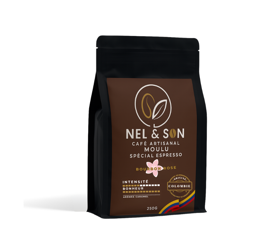 250Gr Café Moulu Espresso –Bourbon rose - Colombie -Quindio-SCA 86,5 250Gr Café Moulu Espresso –Bourbon rose - Colombie -Quindio-SCA 86,5