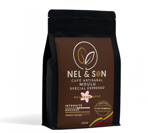 Café moulu Bourbon Rose 250g – Colombie Quindío – Torréfaction artisanale