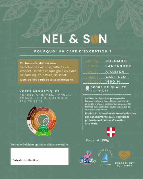 250Gr Café Vert Bio – Castillo – Colombie Santander – SCA 83,25