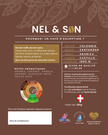 250Gr Café Moulu Bio Espresso – Castillo – Colombie Santander – SCA 83,25